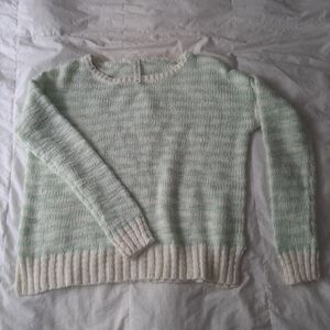 Aeropostale Light Green and White Women's Sweater